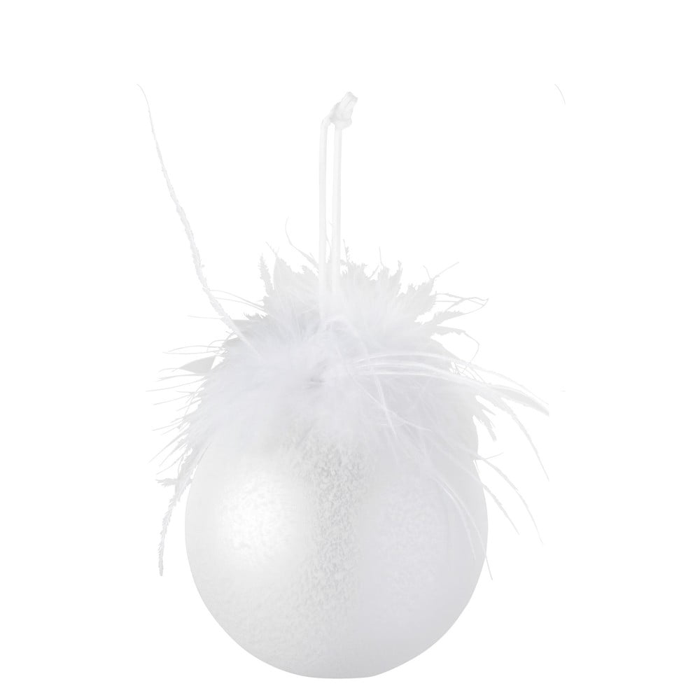 Set 4 globuri de crăciun din sticlă j-line feather, alb