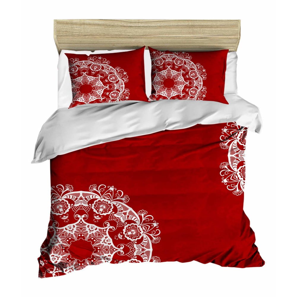 Lenjerie de pat roșie din satin pentru pat dublu-extinsă 200x220 cm – mijolnir