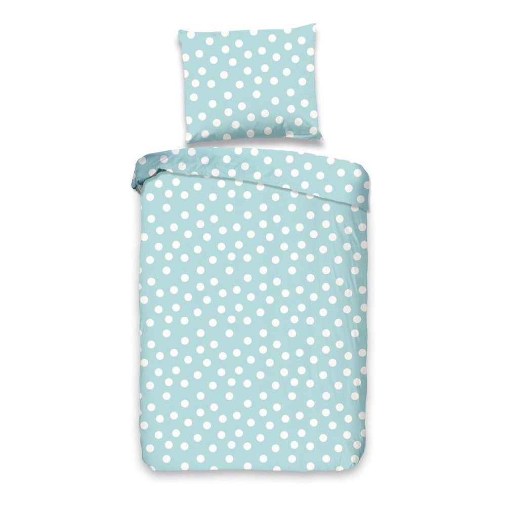 Lenjerie de pat din bumbac pentru copii Good Morning Dots, 100 x 135 cm, albastru bonami.ro