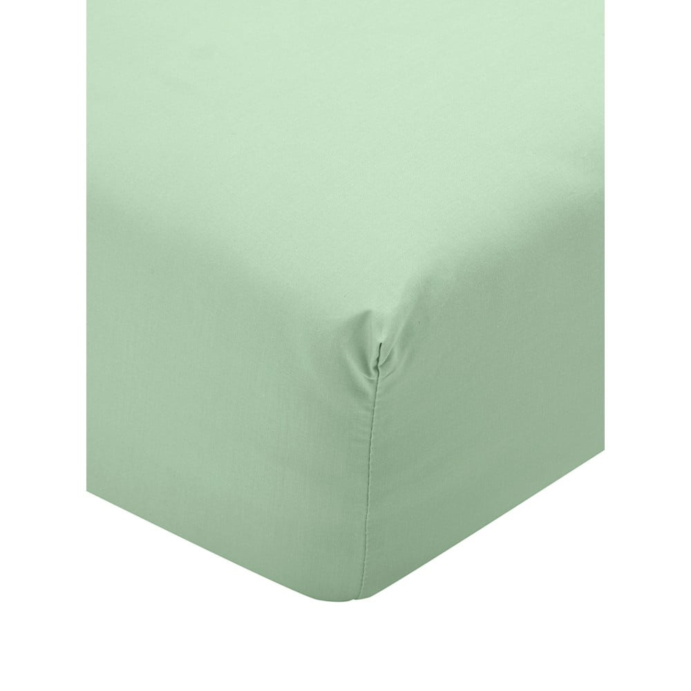 Cearșaf din bumbac ranforce Cotton works, 160 x 200 cm, verde 160 imagine noua somnexpo.ro