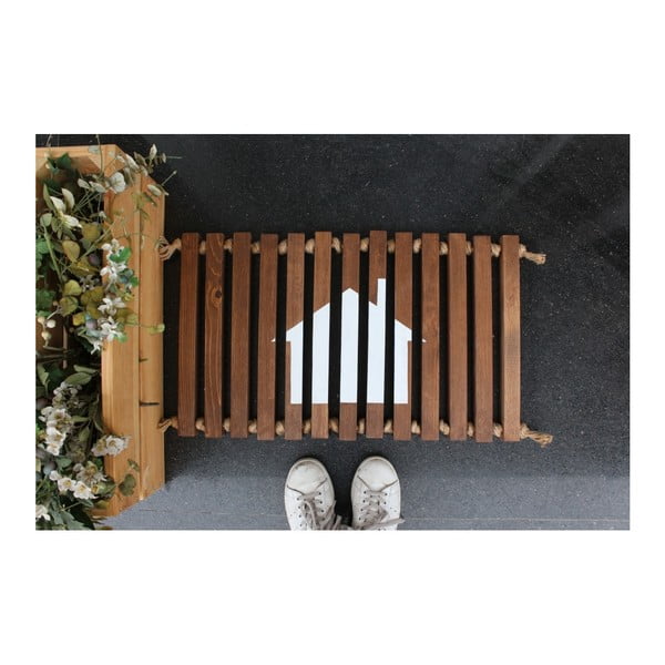 Preș/suport din lemn Doormat Woodie, 64 x 40 cm