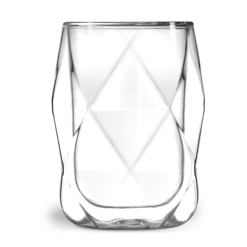 Set 2 pahare de latte cu perete dublu vialli design geo, 350 ml