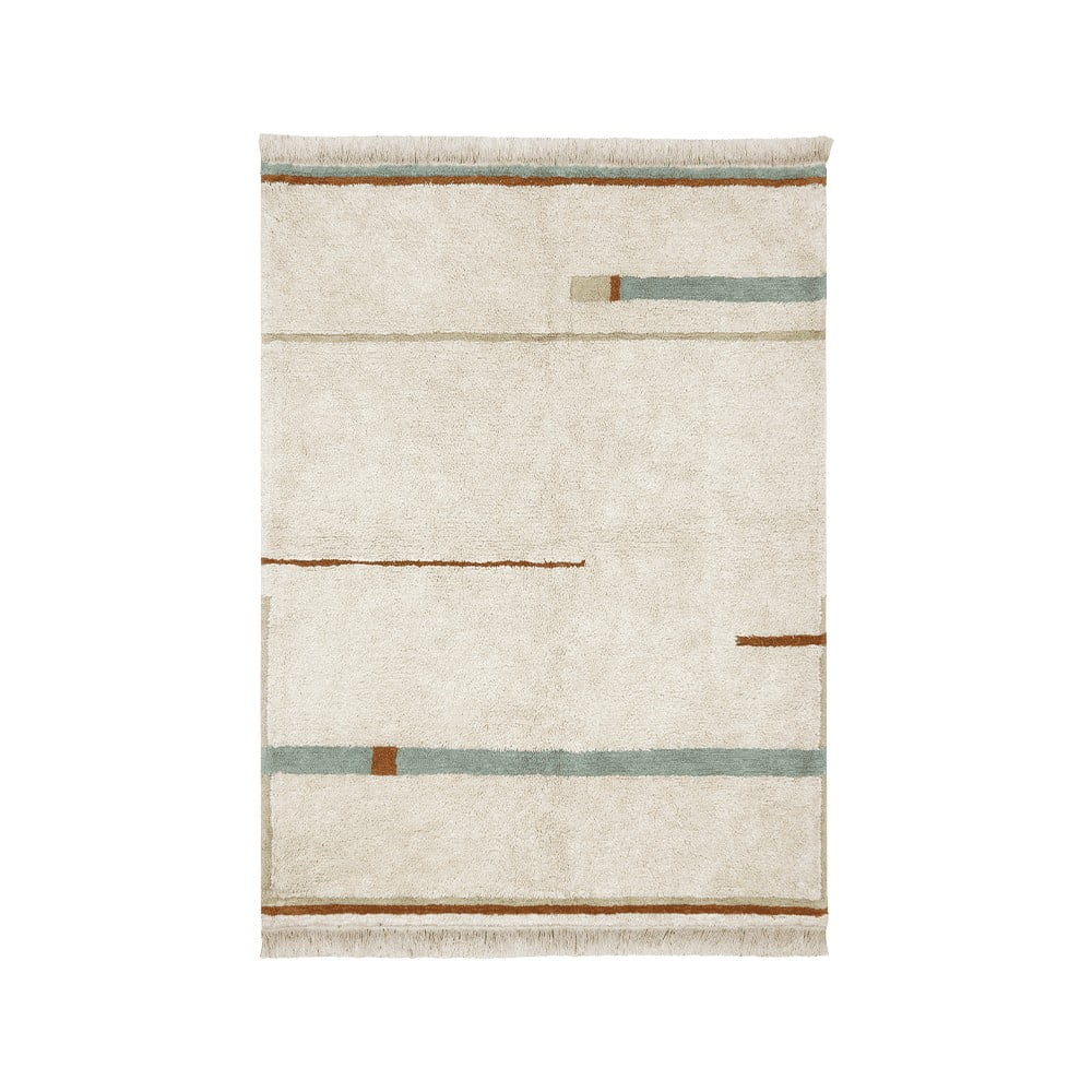 Covor albastru/crem lavabil/țesut manual din bumbac 200x300 cm Lanes Vintage Blue – Lorena Canals