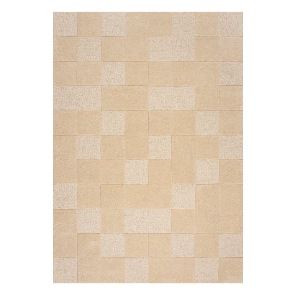  Covor din lână bej 230x160 cm Checkerboard - Flair Rugs 