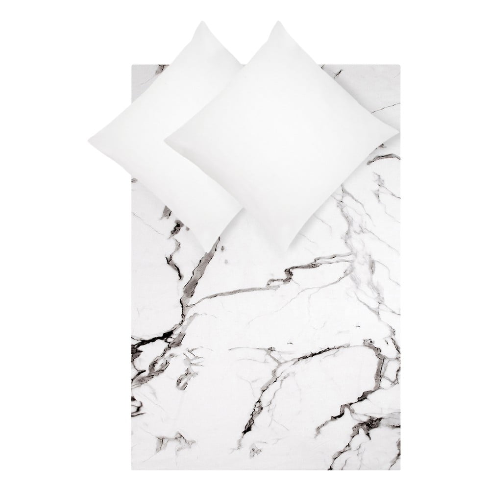 Lenjerie de pat din bumbac percale Westwing Collection Malin, 200 x 200 cm, alb-negru 200 imagine noua somnexpo.ro