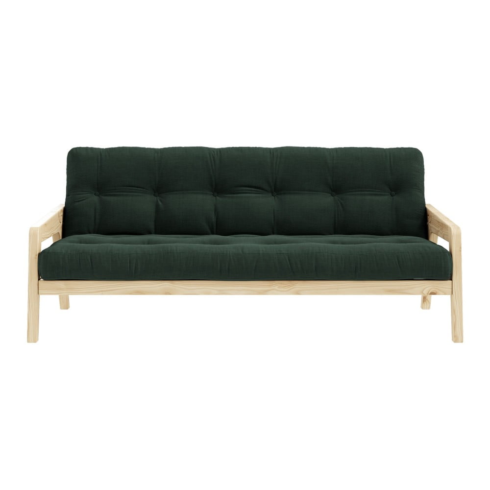 Canapea variabilă cu tapițerie din catifea reiată Karup Design Grab Raw/Dark Green bonami.ro