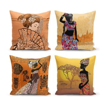 Set 4 fețe de pernă decorative minimalist cushion covers eastern ethnic, 45 x 45 cm