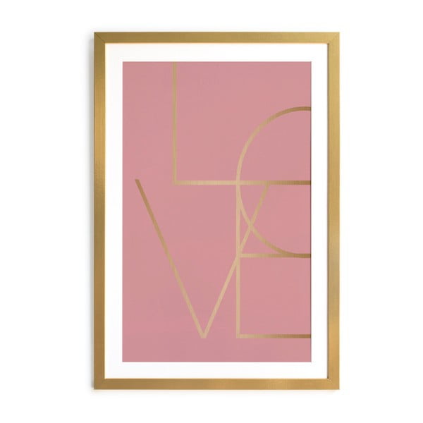Tablou cu ramă Velvet Atelier Golden Love, 40 x 60 cm