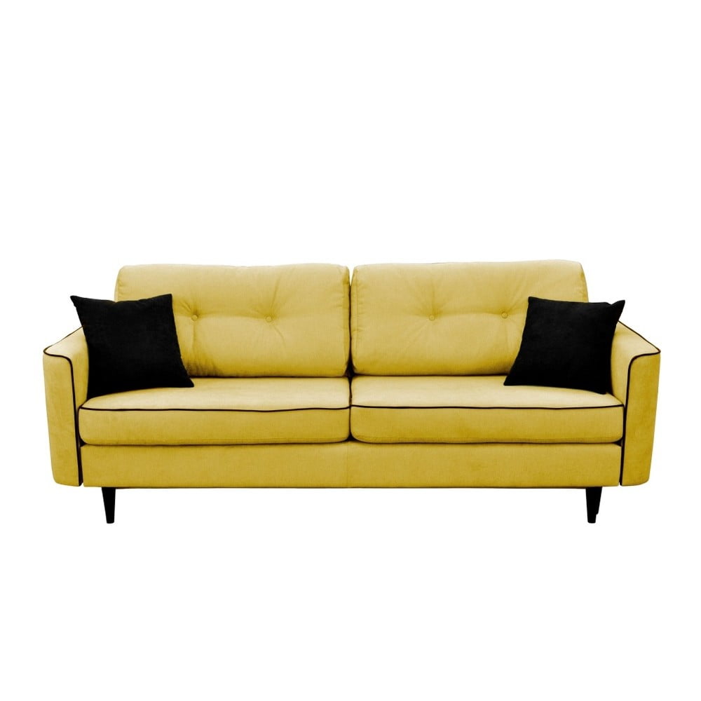 Canapea extensibilă cu picioare negre Mazzini Sofas Magnolia, galben muștar