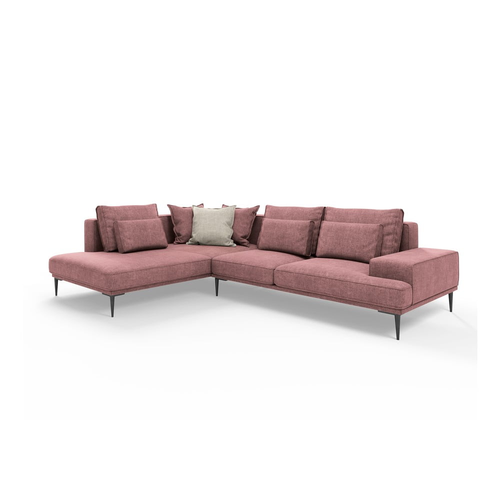 Canapea extensibilă cu șezlong stânga Interieurs 86 Liege, roz bonami.ro