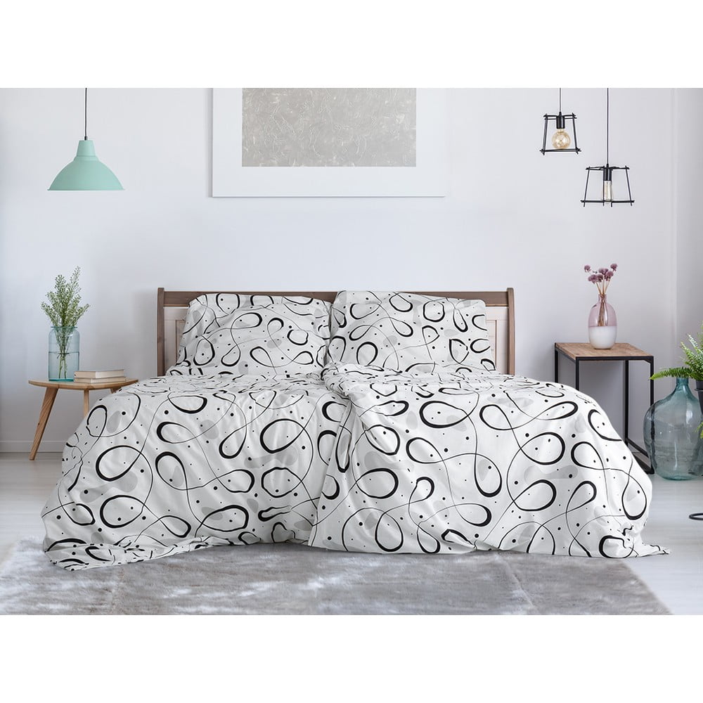 Lenjerie de pat neagră-albă din țesătură crep pentru pat de o persoană 140×200 cm Top Class – B.E.S. 140x200 imagine noua somnexpo.ro