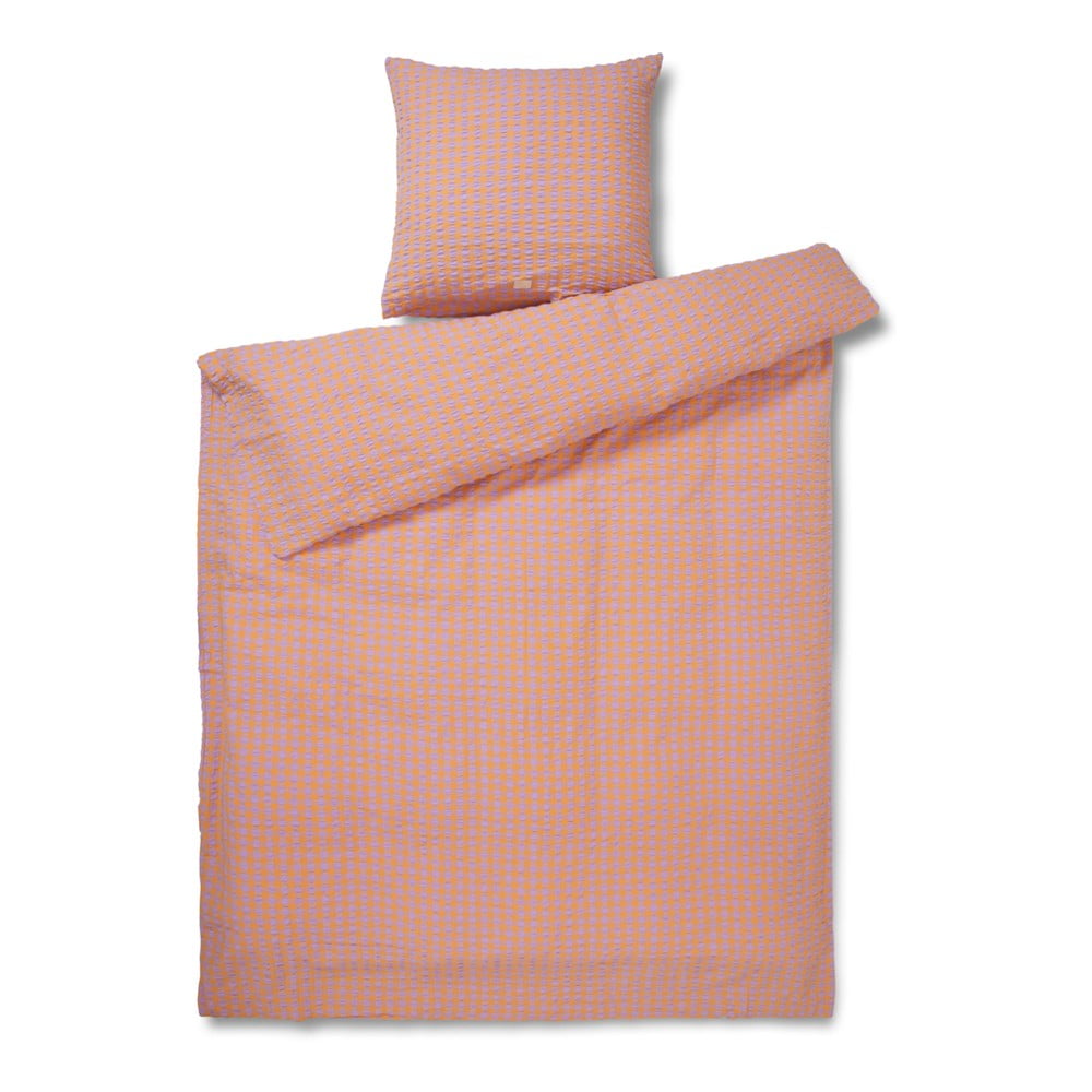 Lenjerie de pat portocaliu/mov din țesătură crep pentru pat de o persoană 140×200 cm Bæk&Bølge – JUNA 140x200 imagine noua somnexpo.ro
