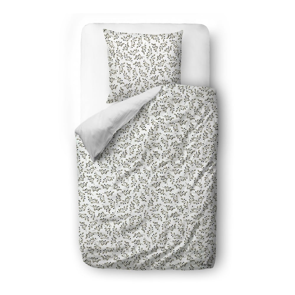 Lenjerie de pat alb-gri din bumbac satinat pentru pat de o persoană 140x200 cm – Butter Kings