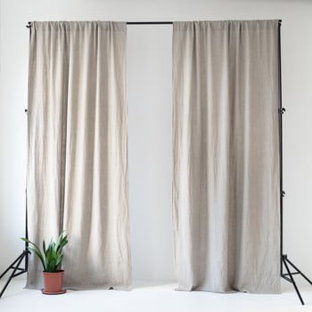 Draperie din in cu tunel de prindere linen tales night time, 250 x 140 cm, bej