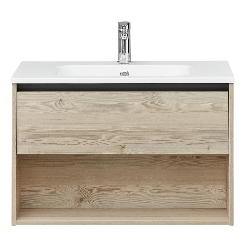 Dulap fără chiuvetă în culoare naturală suspendat cu aspect de lemn de pin 51x80 cm Quickset 393 – Pelipal