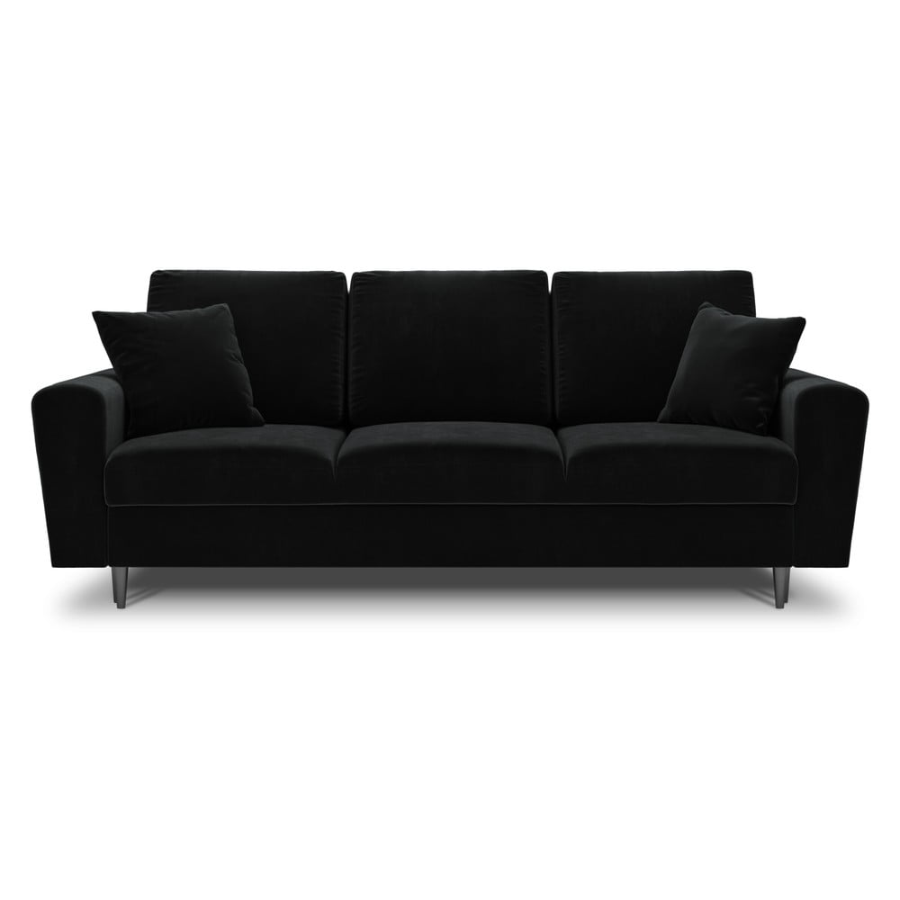 Canapea neagră extensibilă, cu spațiu de depozitare cu tapițerie din catifea 235 cm Kyoto – Cosmopolitan Design