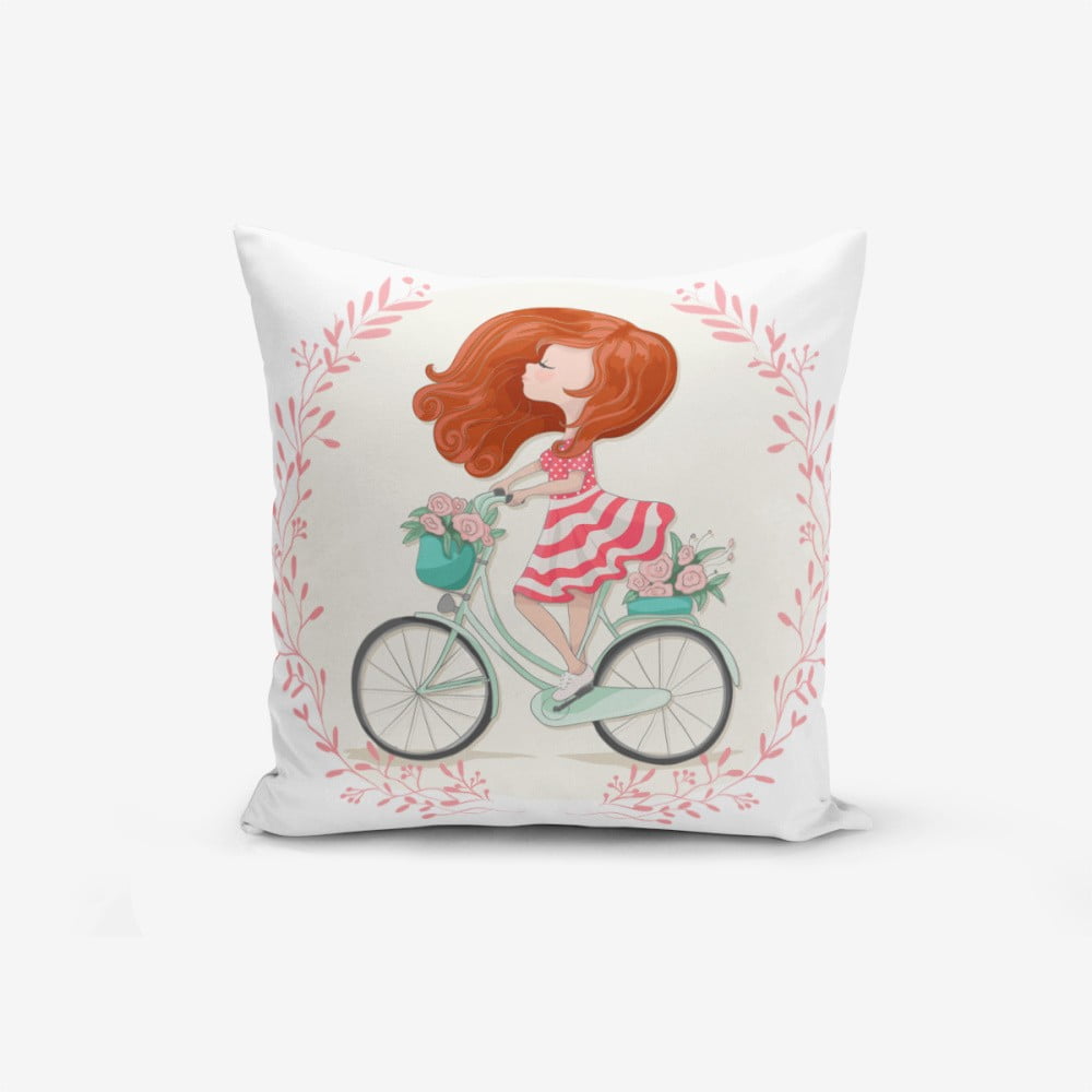 Față de pernă cu amestec de bumbac Minimalist Cushion Covers Bike Girl, 45 x 45 cm bonami.ro imagine noua