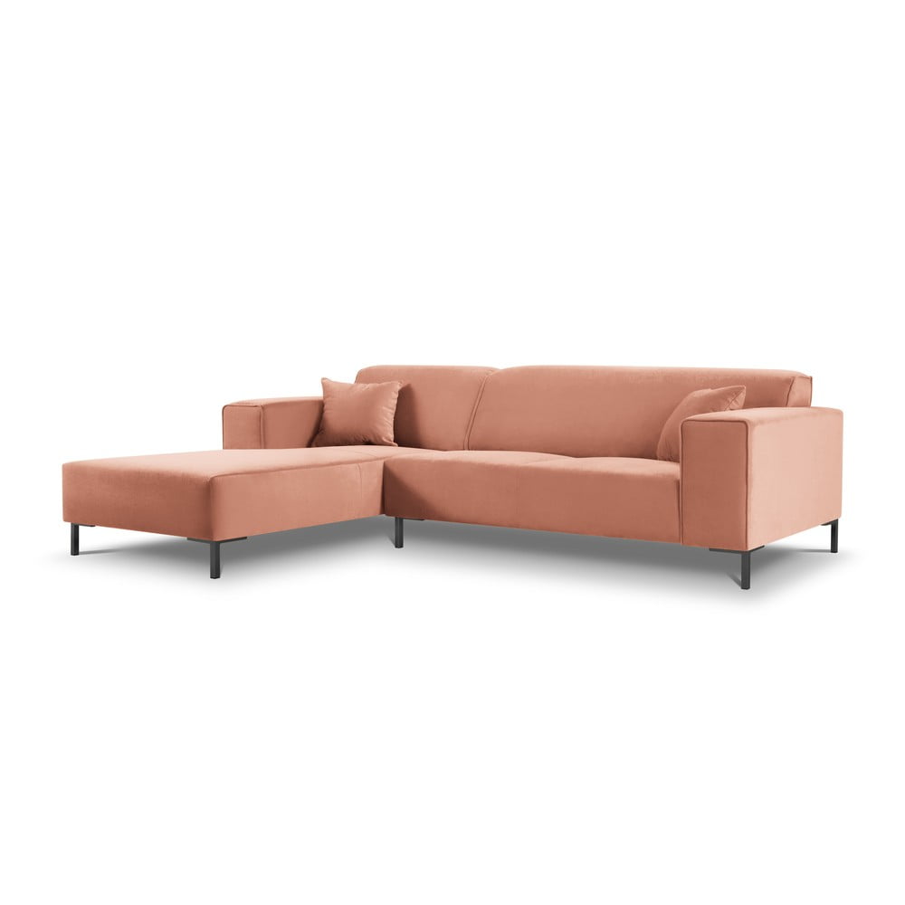Colțar din catifea cu extensie pe partea stângă cosmopolitan design siena, roz