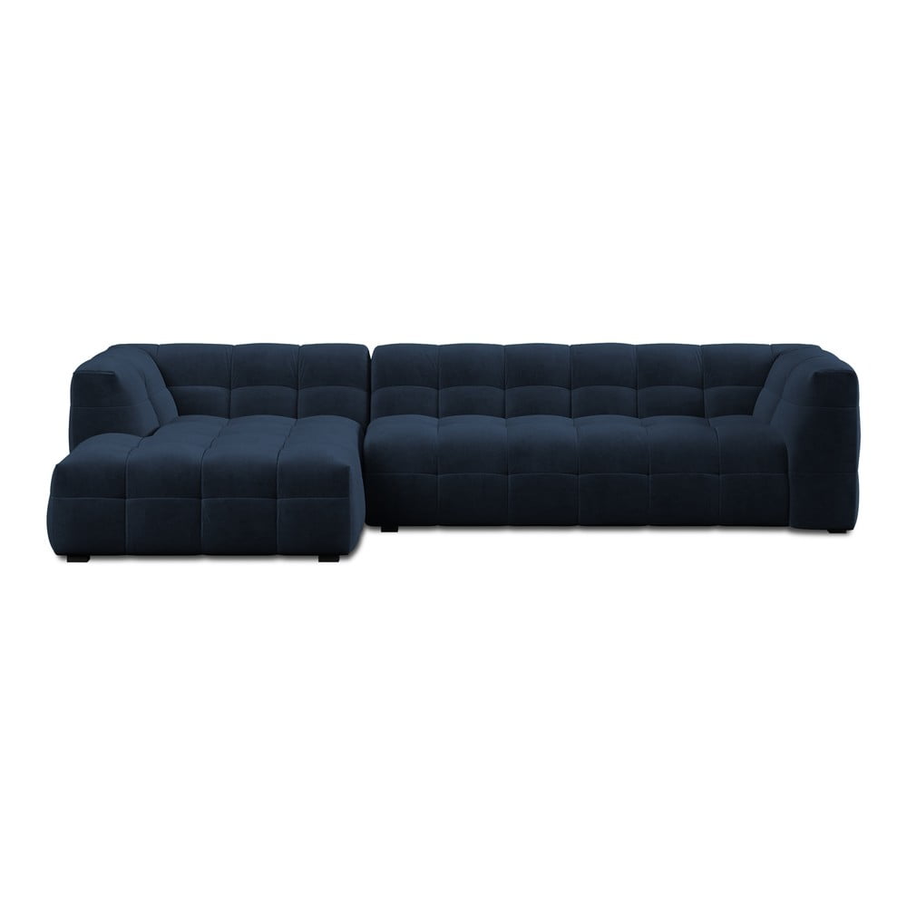 Colțar cu tapițerie din catifea și șezlong pe partea stângă Windsor & Co Sofas Vesta, albastru bonami.ro