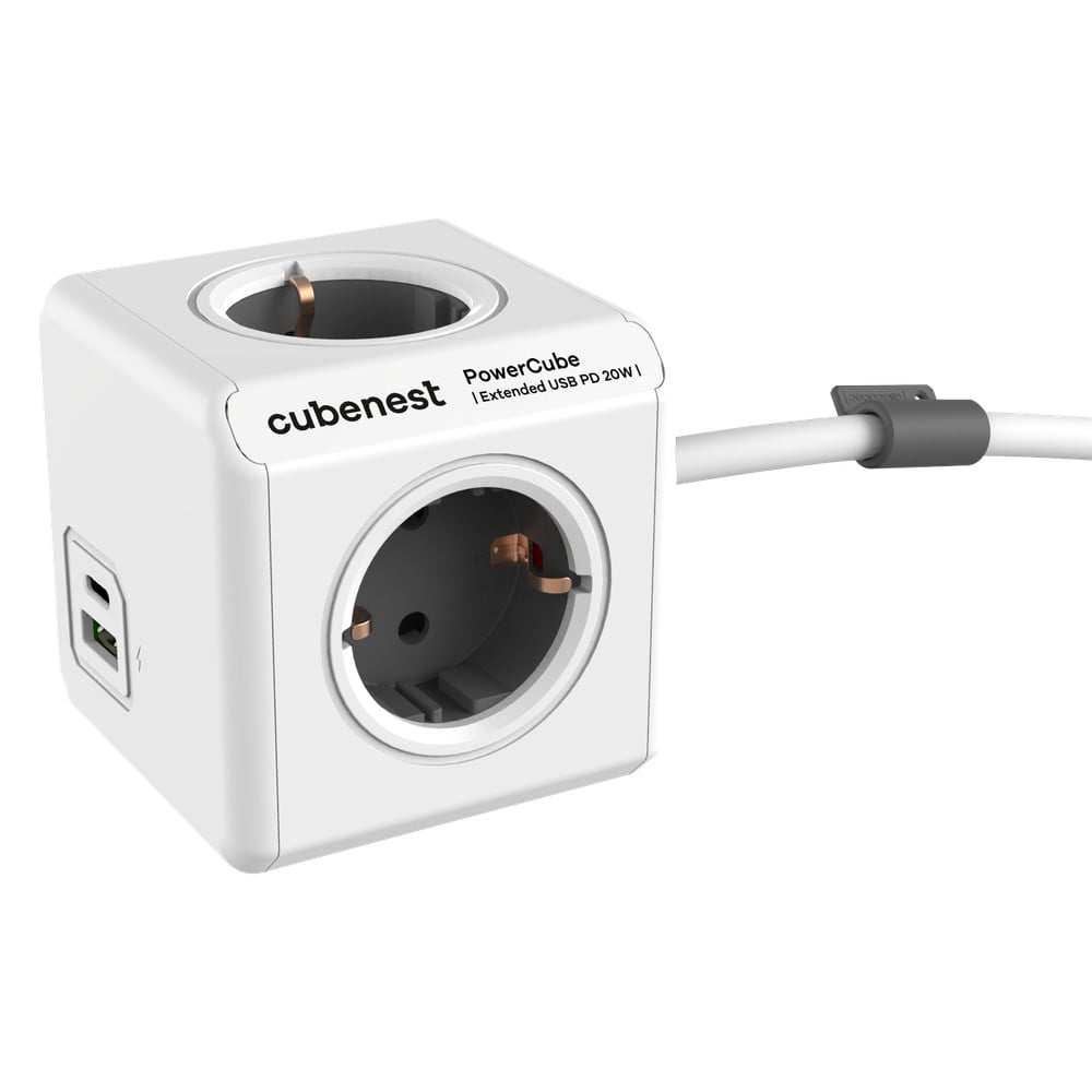 Priză 13 cm PowerCube Extended USB Schuko – Cubenest