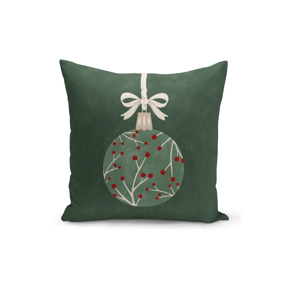  Față de pernă decorativă cu model de Crăciun Kate Louise Christmas Noel, 43 x 43 cm, verde 