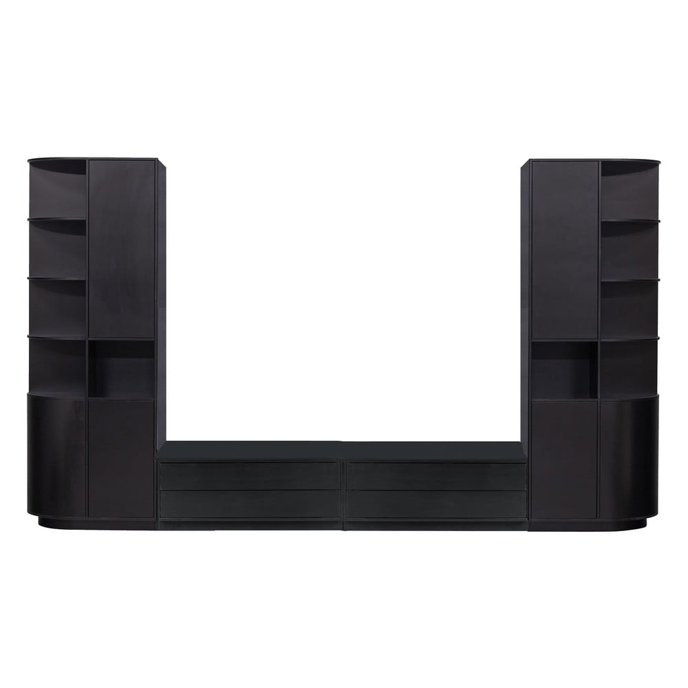 Set TV negru din lemn masiv de pin 356x210 cm Finca – WOOOD
