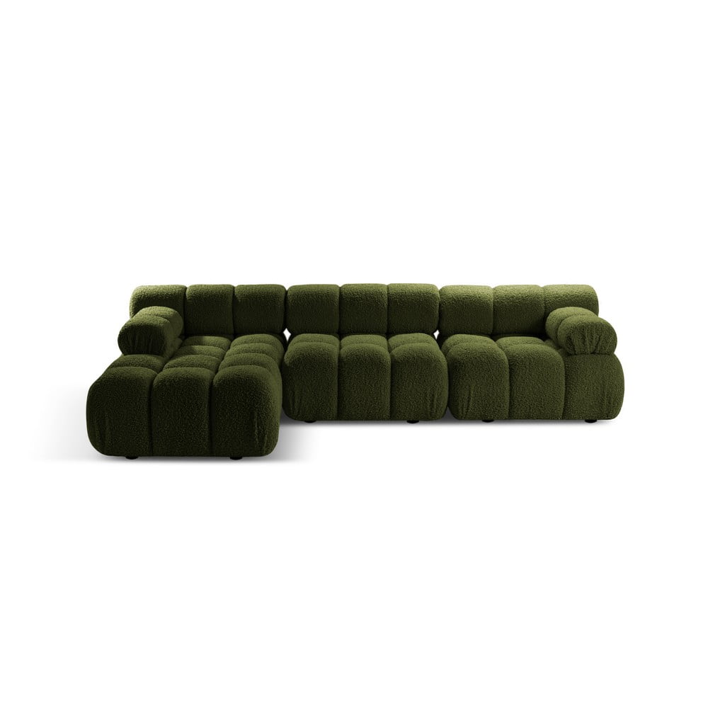 Colțar modular verde cu tapițerie din țesătură bouclé (cu colț pe partea stângă ) Bellis – Micadoni Home