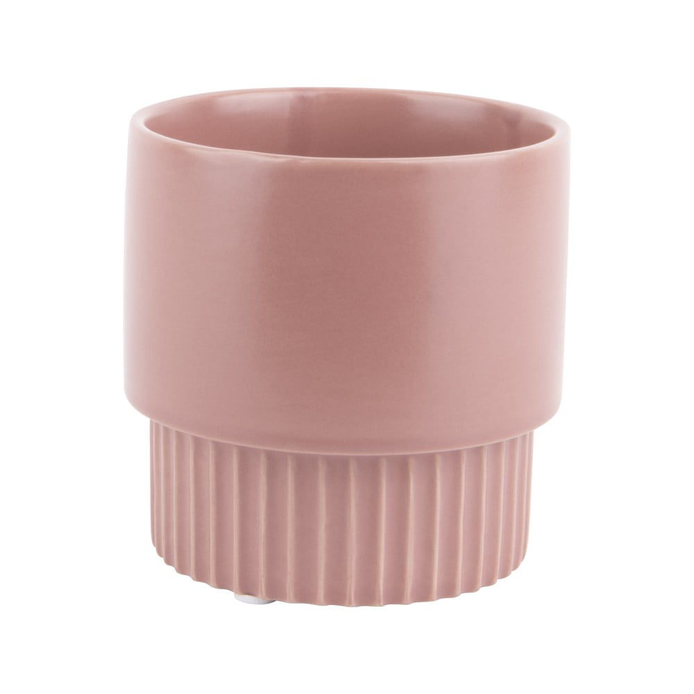 Poza Ghiveci din ceramica PT LIVING Ribbed, inaltime 13,5 cm, roz