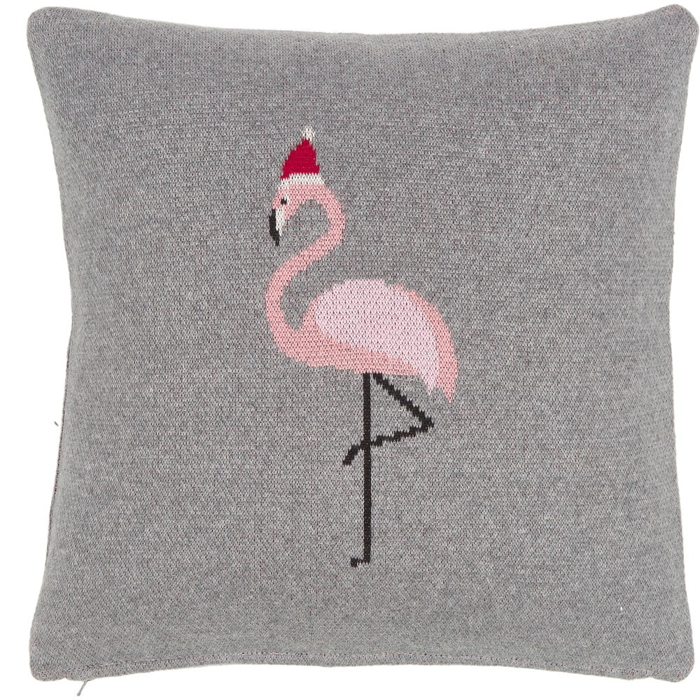 Față de pernă decorativă din bumbac Westwing Collection Flamingo, 40 x 40 cm, gri