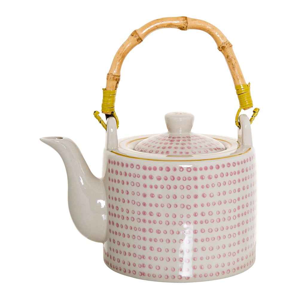 Ceainic din gresie ceramică Bloomingville Susie, 800 ml, roz-alb Bloomingville