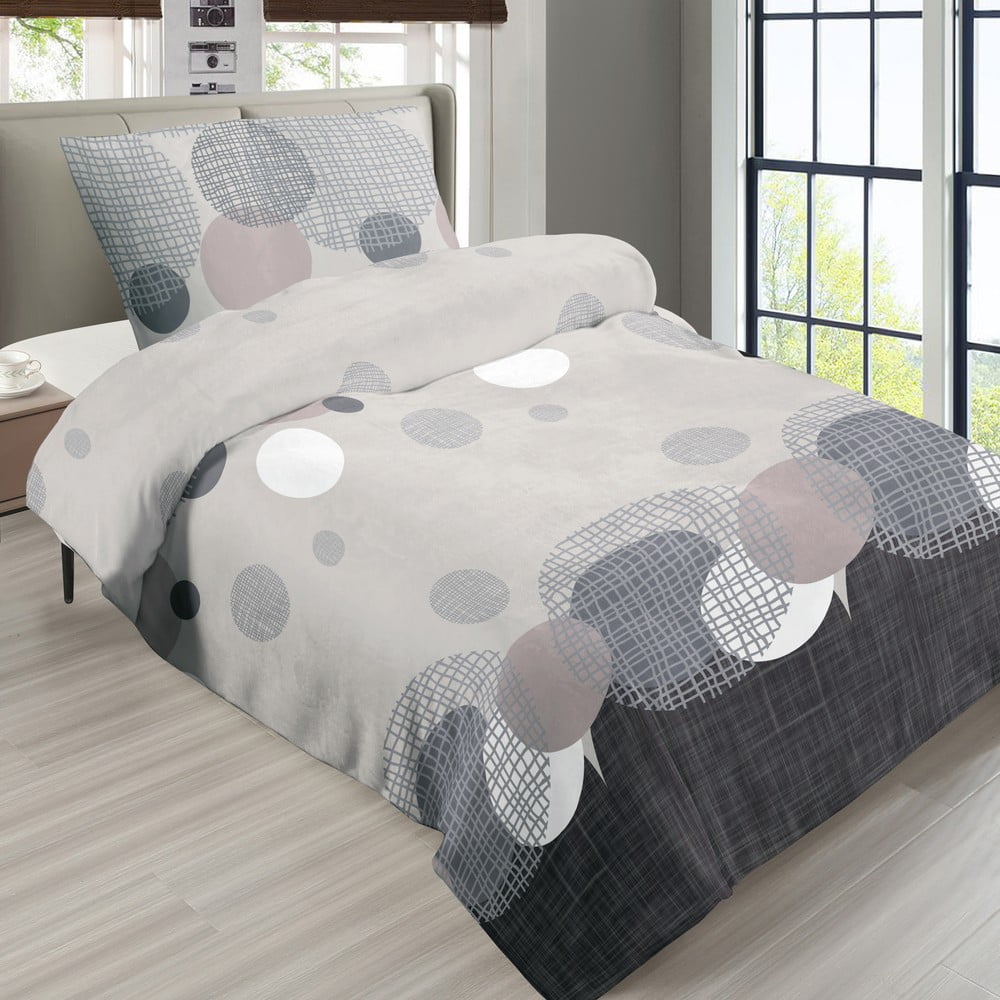  Lenjerie de pat neagră-gri din micropluș pentru pat de o persoană 140x200 cm – My House 