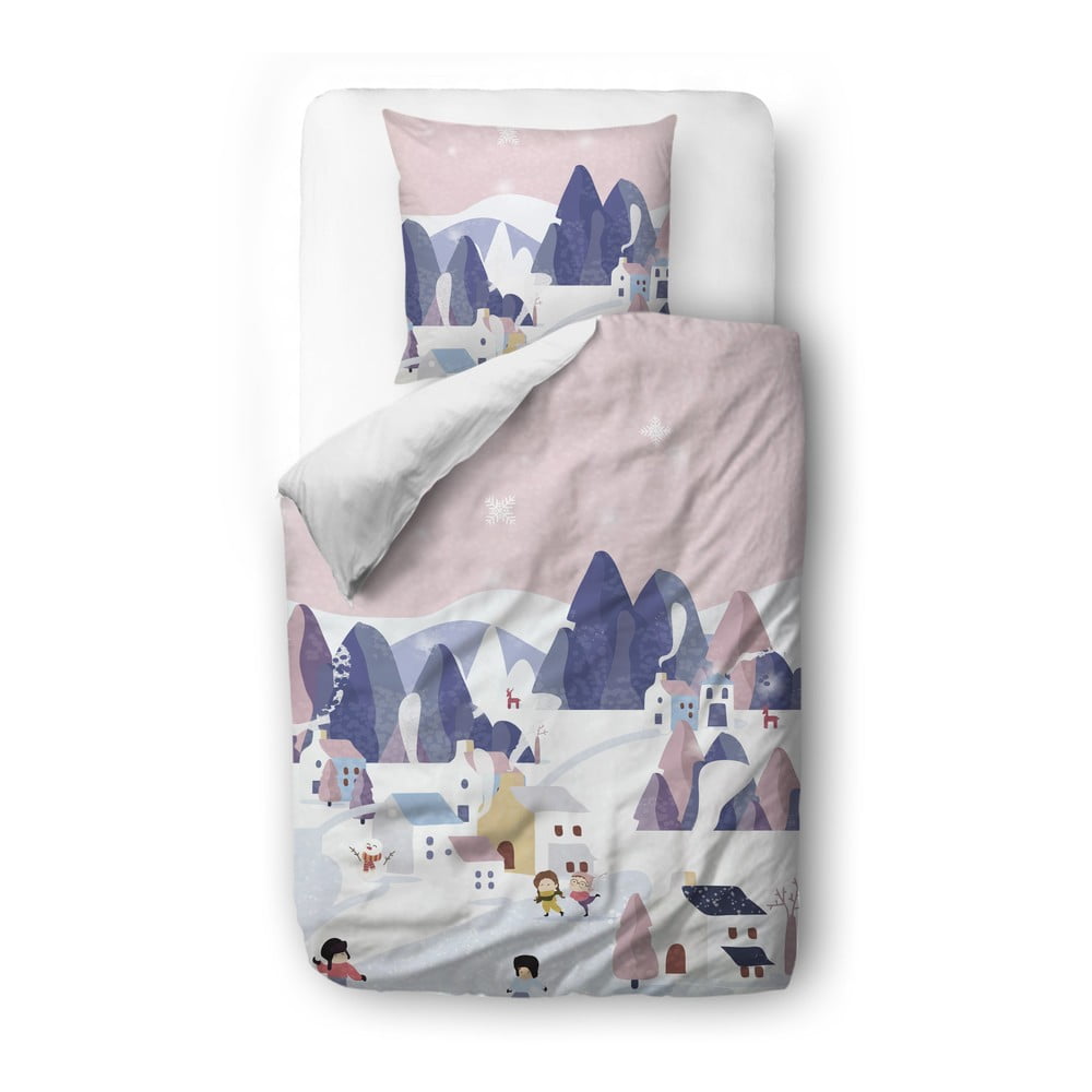 Lenjerie de pat pentru copii din bumbac satinat 135×200 cm Pink Sky – Butter Kings 135x200 imagine noua