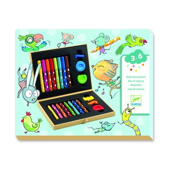 Servietă artistică cu creioane colorate și carioci djeco