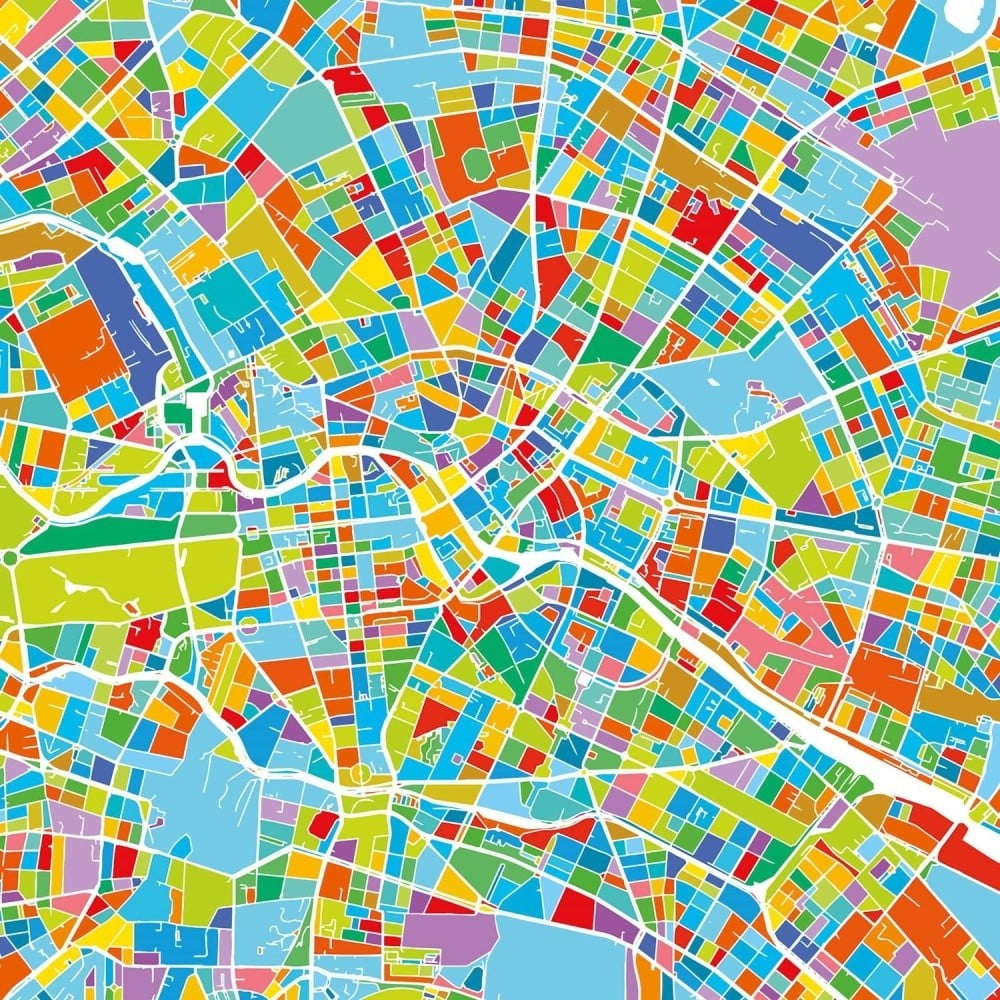 Tablou Maps Berlin, 60 x 60 cm