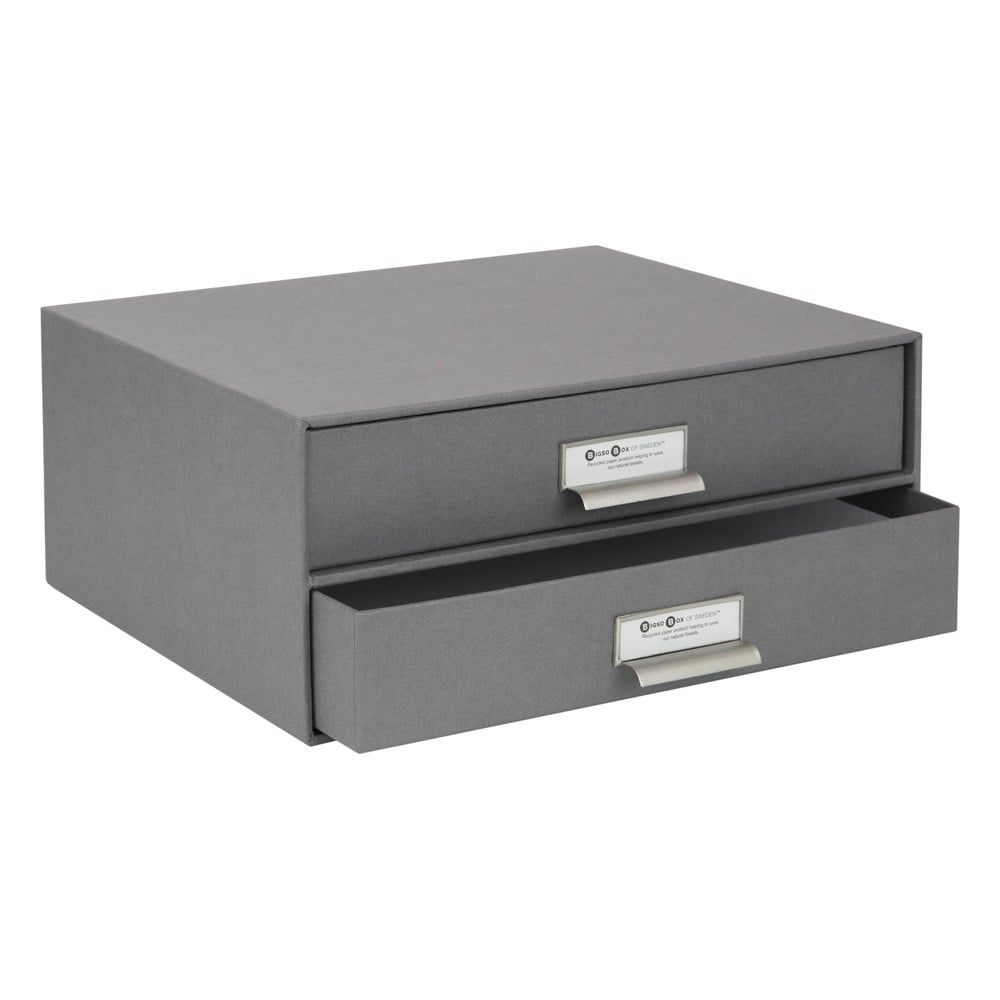 Organizator cu 2 sertare pentru documente Bigso Box of Sweden Birger, 33 x 22,5 cm, gri închis