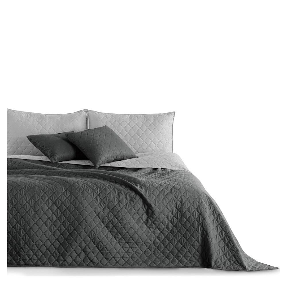 Cuvertură cu 2 fețe din microfibră decoking axel charcoal silver, 200 x 220 cm, gri
