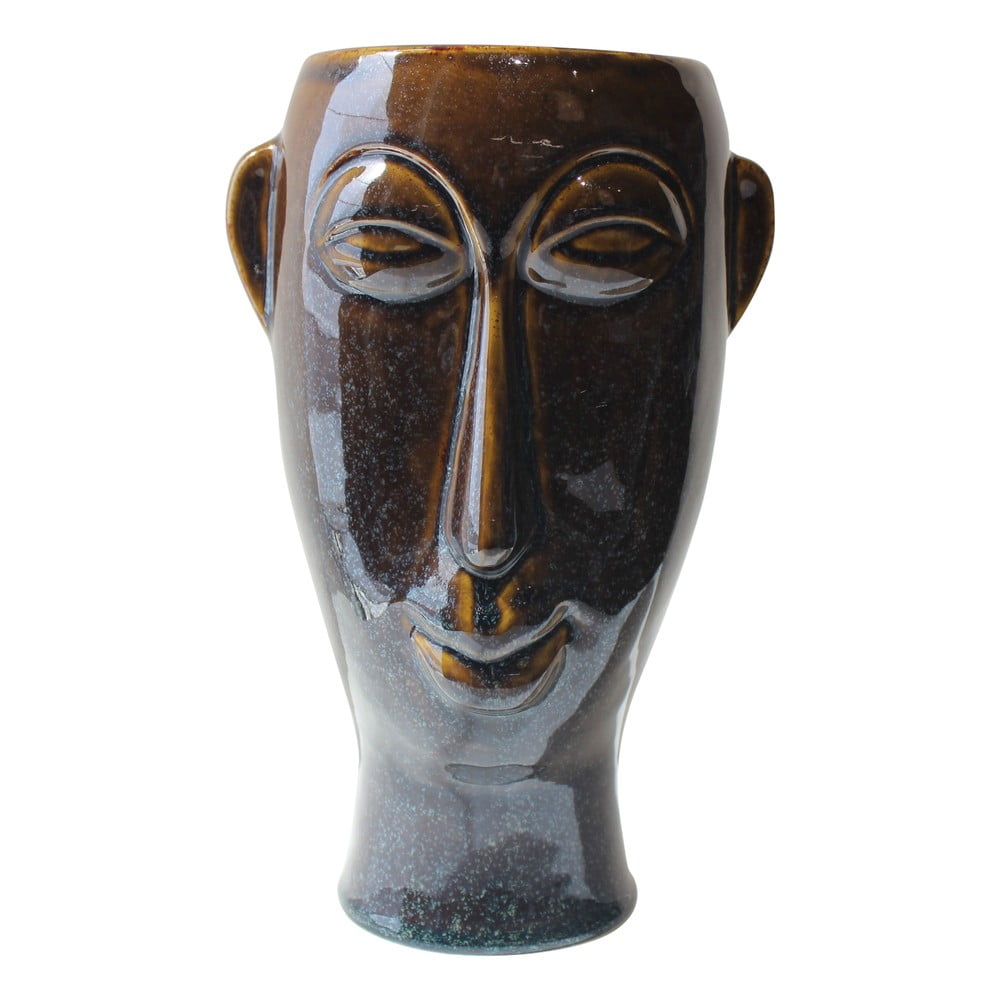 Vaza din portelan PT LIVING Mask, inaltime 27,2 cm, maro inchis