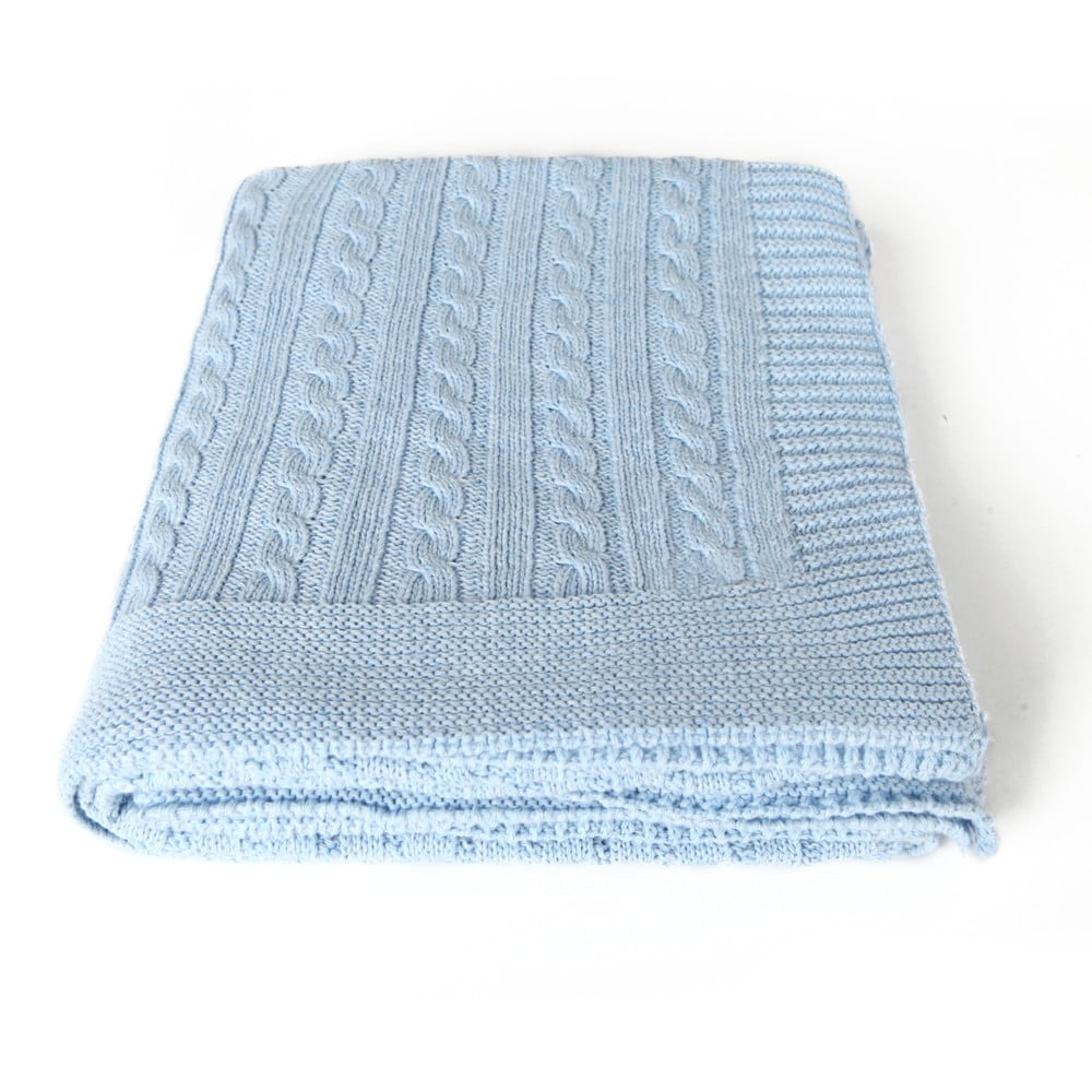 Pătură din amestec de bumbac pentru copii Homemania Decor Lexie, 90 x 90 cm, albastru deschis