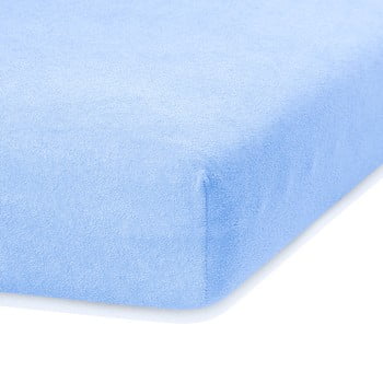 Cearceaf elastic ameliahome ruby, 200 x 100-120 cm, albastru deschis