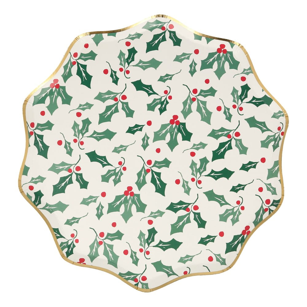 Tăvi de unică folosință 8 buc. din hârtie Holly Pattern – Meri Meri