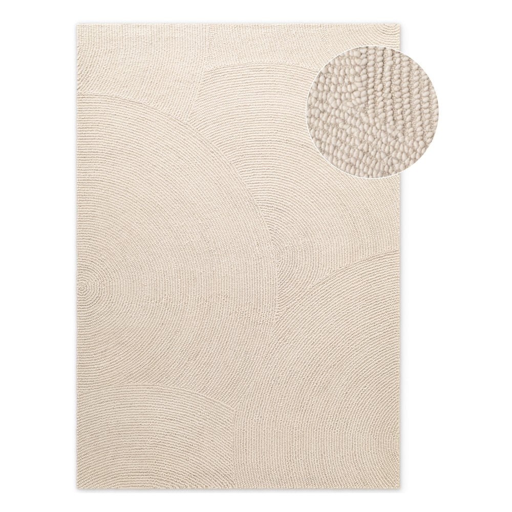 Covor în culoare naturală deschisă, țesut manual, din lână 80x150 cm Eleni Natural White – Hanse Home