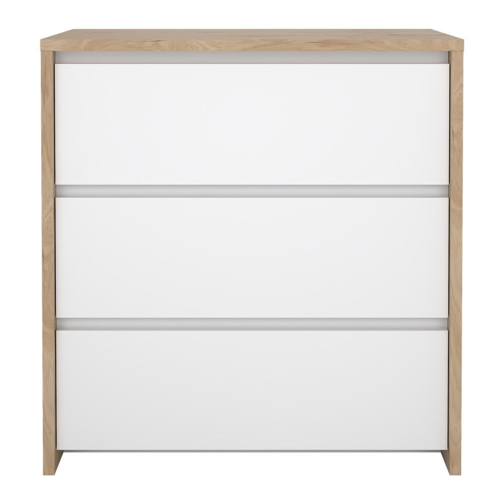 Comodă albă-în culoare naturală cu aspect de lemn de stejar 80x84x48 cm Next – Tvilum