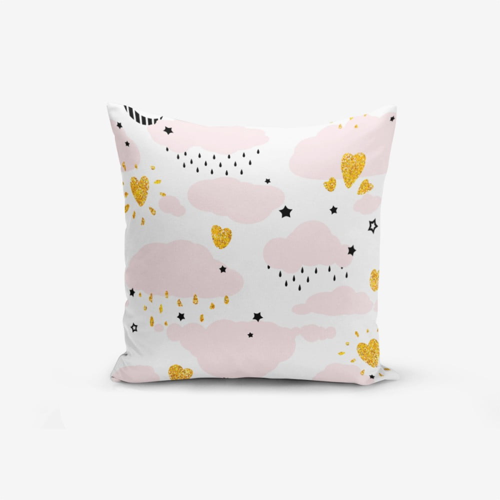 Față de pernă cu amestec din bumbac Minimalist Cushion Covers Pink Clouds Modern, 45 x 45 cm amestec imagine noua