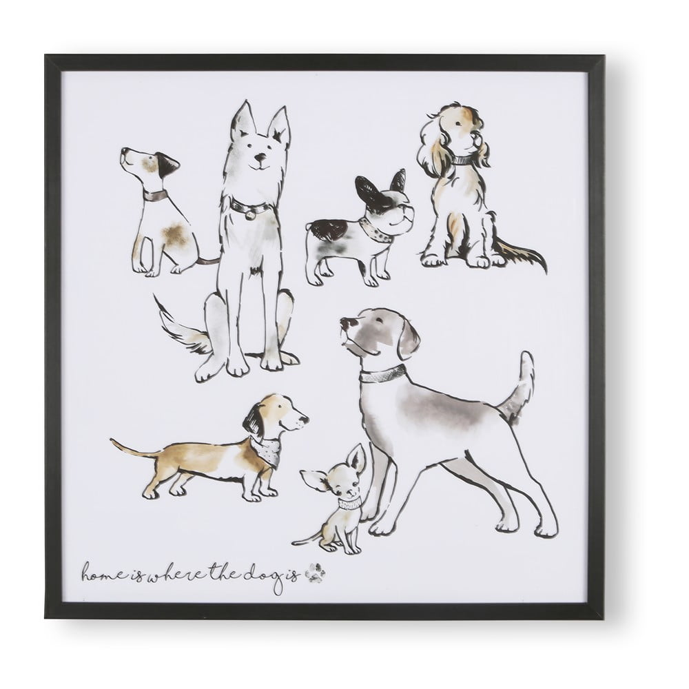 Poster de perete cu ramă art for the home home is where the dog is, 50 x 50 cm