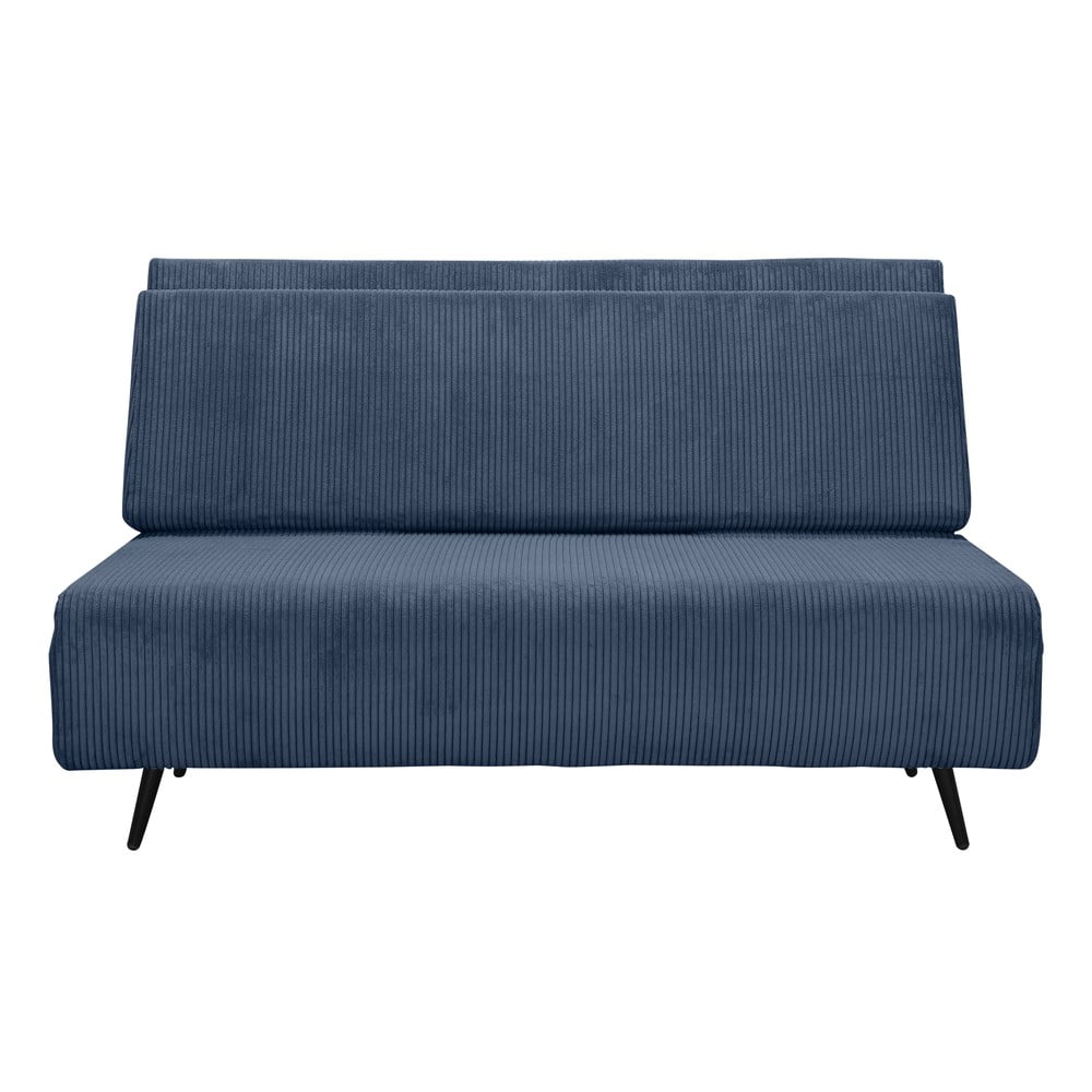 Canapea albastră extensibilă cu tapițerie din catifea reiată 140 cm Mallory – Støraa