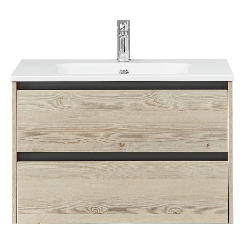 Dulap fără chiuvetă în culoare naturală suspendat cu aspect de lemn de pin 51x80 cm Quickset 393 – Pelipal