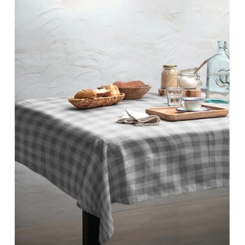Față de masă linen couture grey vichy, 140 x 140 cm