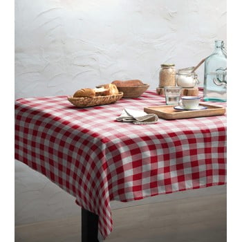 Față de masă linen couture red vichy, 140 x 140 cm