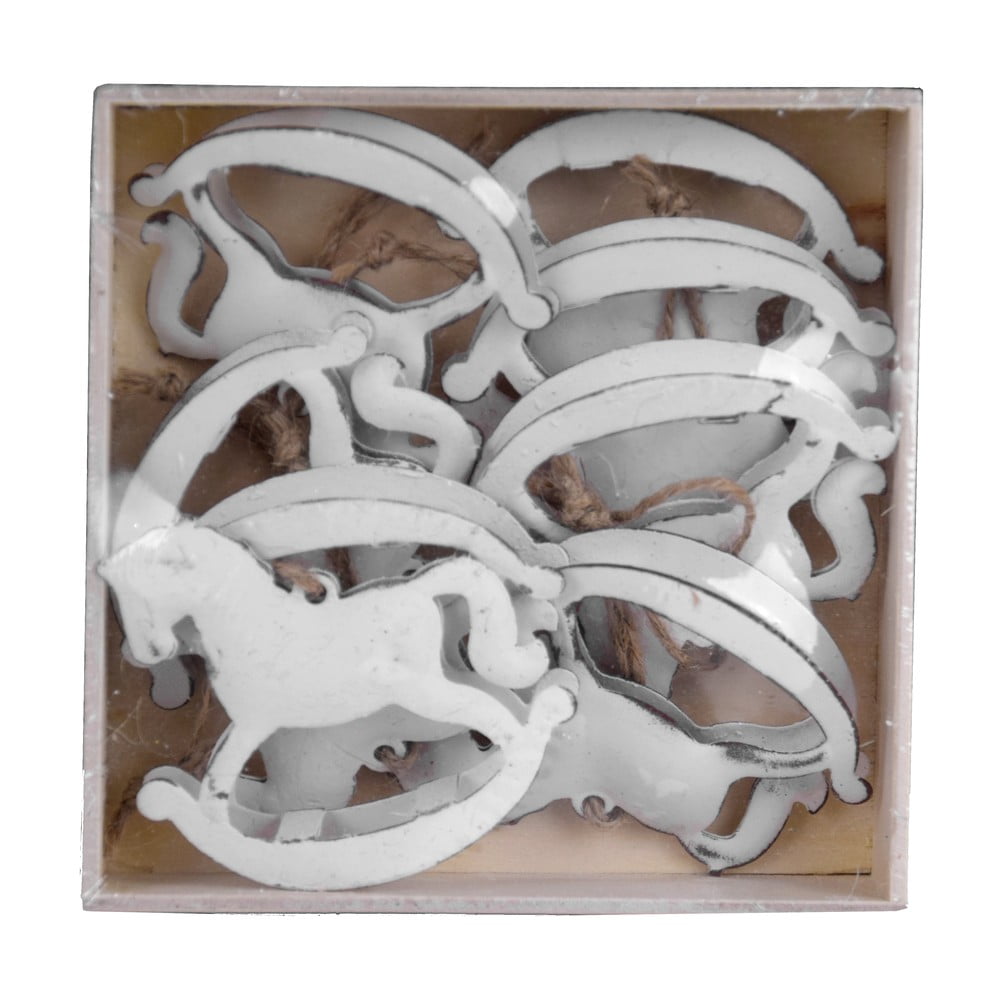 Set 8 decorațiuni albe suspendate în formă de cai Ego Dekor albe pret redus