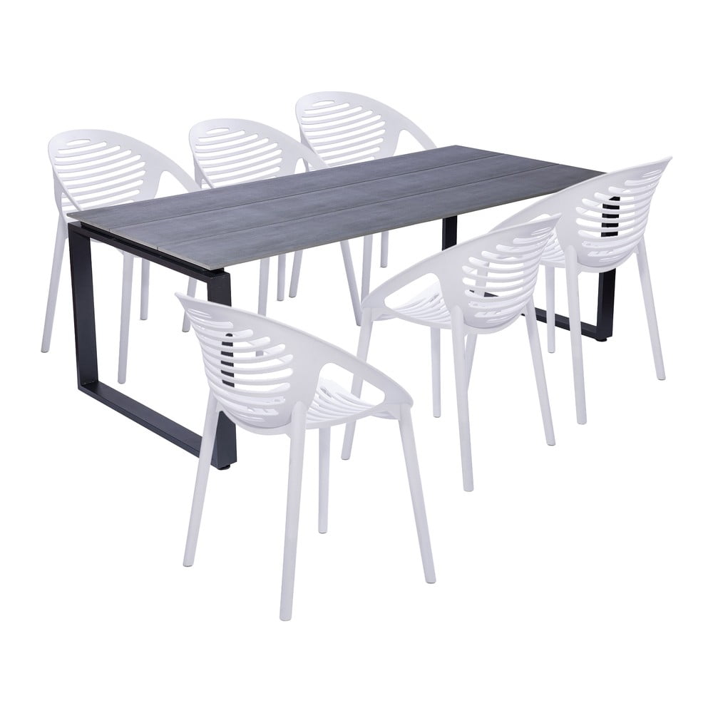 Set mobilier de grădină pentru 6 persoane cu scaune albe Joanna și masă Strong, 210 x 100 cm Bonami Selection imagine 2022